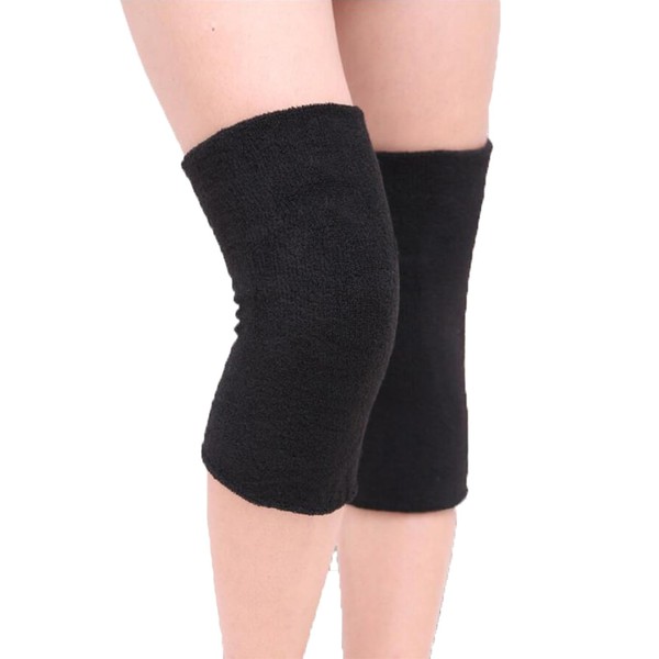 Winter Warm Thicken Knee Brace Knee Warmers Compression Sleeve Support for Women Men, Breathable Thermal Cotton Leg Warmer Knee Pads Protector for Cycling Skiing Arthritis Dance, 1 Pair (Black)