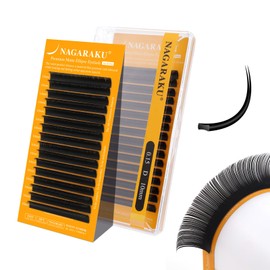 NAGARAKU Flat Ellipse Eyelash Extensions, 5TH GEN AIR SERIES Double Tips Lashes Lighter Thinner Flat Split Tips Individual Lash Matte Black Classic False Eyelashes 16 Rows -0.15 D Curl 10mm