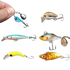 TACTICAL FISHING 6 Piezas - Kit de Seis Mini señuelos de Pesca, curricancitos para Especies Chicas como Trucha, mojarra, tilapia, lobina y más. con cucharilla Spinner.