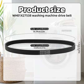 2pcs WH01X27538 Washer Drive Belt Replacement, Compatible with GE Washing Machines Replaces Parts AP6328256 PS12299369 4587903 290D1101P005 (Black)