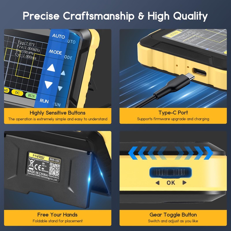 Oscilloscope DSO152, Handheld Digital Oscilloscope Kit, Portable Automotive Oscilloscope with