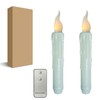 FCMSHAMD Blue Flameless Short Taper Candles, Real Wax Hand Dipped