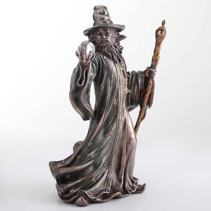 Veronese Design 8 1/8 Inch Wizard Holding Crystal Ball and