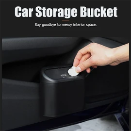 Tulsondai - Bote de basura para coche con tapa, impermeable, capacidad de 4.8 galones, color negro