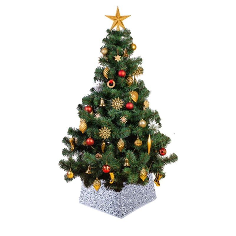 Christmas Box Style Sequin Tree Skirt Foldable - White and