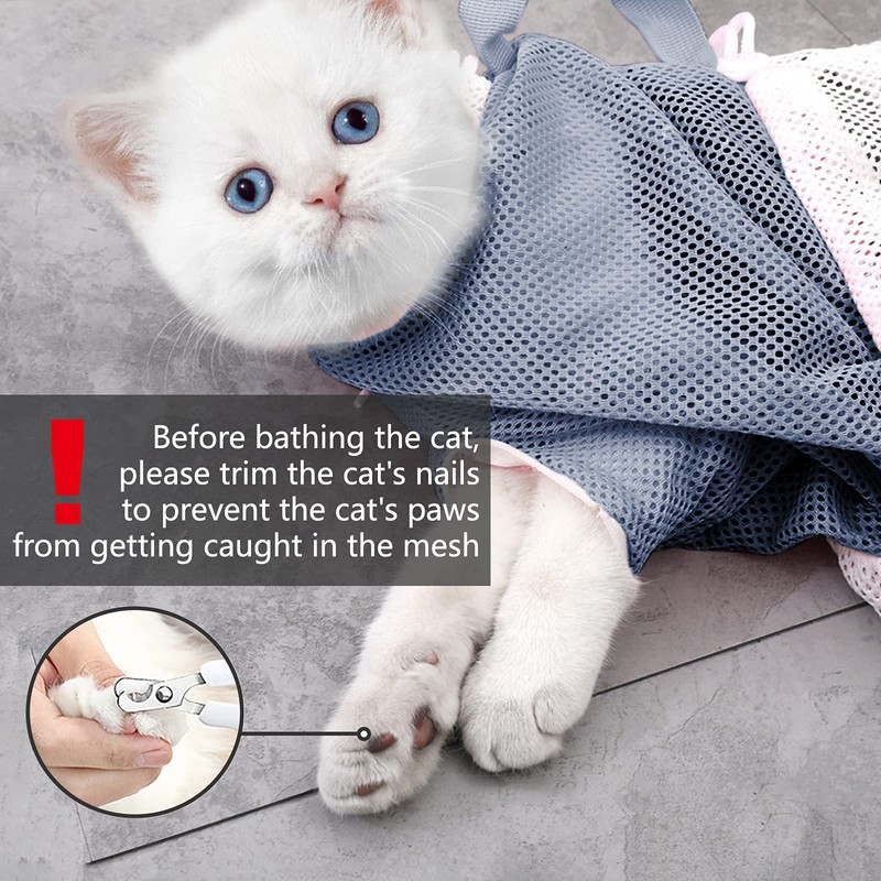 KlerRoem Cat Bathing Bag, Adjustable Anti-bite and Anti-Scratch Shower Mesh