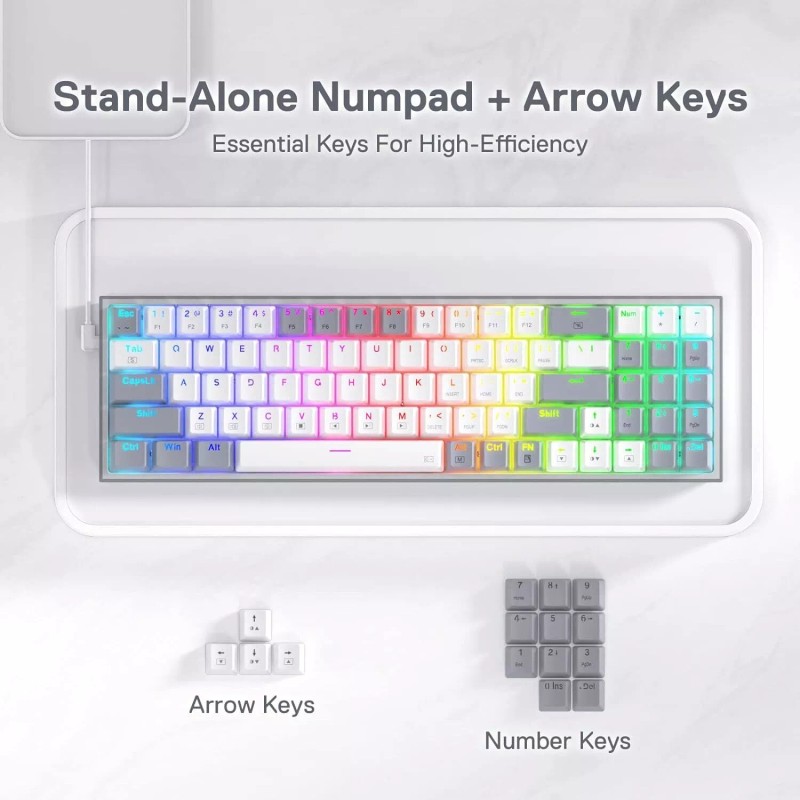 Redragon K628 Pollux 75% Wired RGB Gaming Keyboard, 78 Keys,