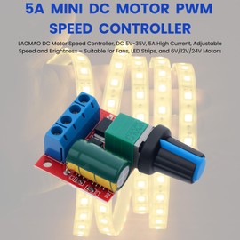 LAOMAO DC Motor Speed Controller PWM 5V-35V 5A Adjustable for 6V/12V/24V Fan, LED Strip, Electric Motors (Pack of 6)