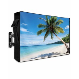 DOME-SPACE Coastal Beach Blue Sky Coconut Tree Outdoor TV Cover for Outside Flat Screen Televisions, Nature Landscape Weatherproof TV Screen Protector with Zipper for 30 to 32 Inch Screens