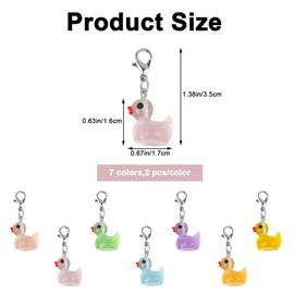 ASUNFO 14 Pcs Badge Reel Charms Mini Duck Badge Holder Charms ID Card Name Tag Holders for Nurses Office Accessories 7 Colors