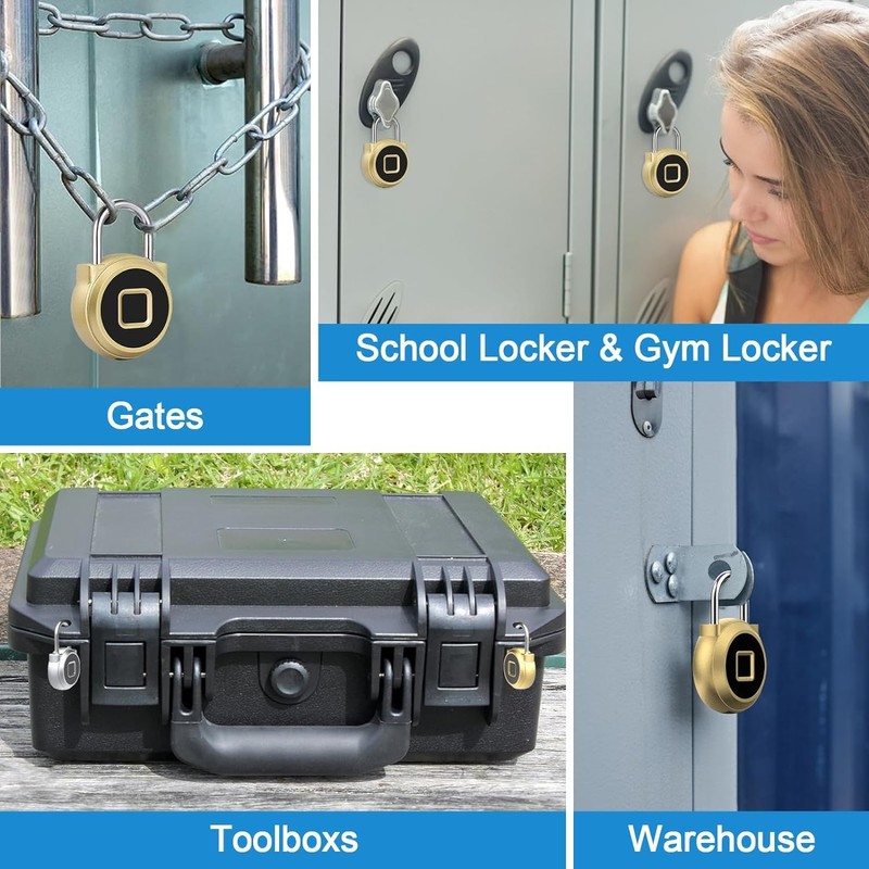 Gym Locker Padlock eLinkSmart Fingerprint Padlock with 1000+ App User