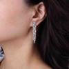Silver Wedding Earrings Brides Long Rhinestone Earrings Sparkle Crystal Dangle