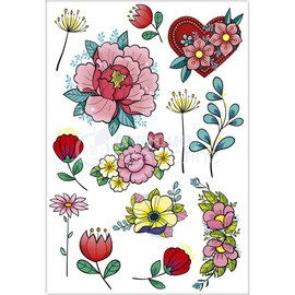 Avenue Mandarine CC051C Tattoo Mania Pack 1 Sheet of 16 Tattoos Ideal from 5 Years Flowers 1 Pack