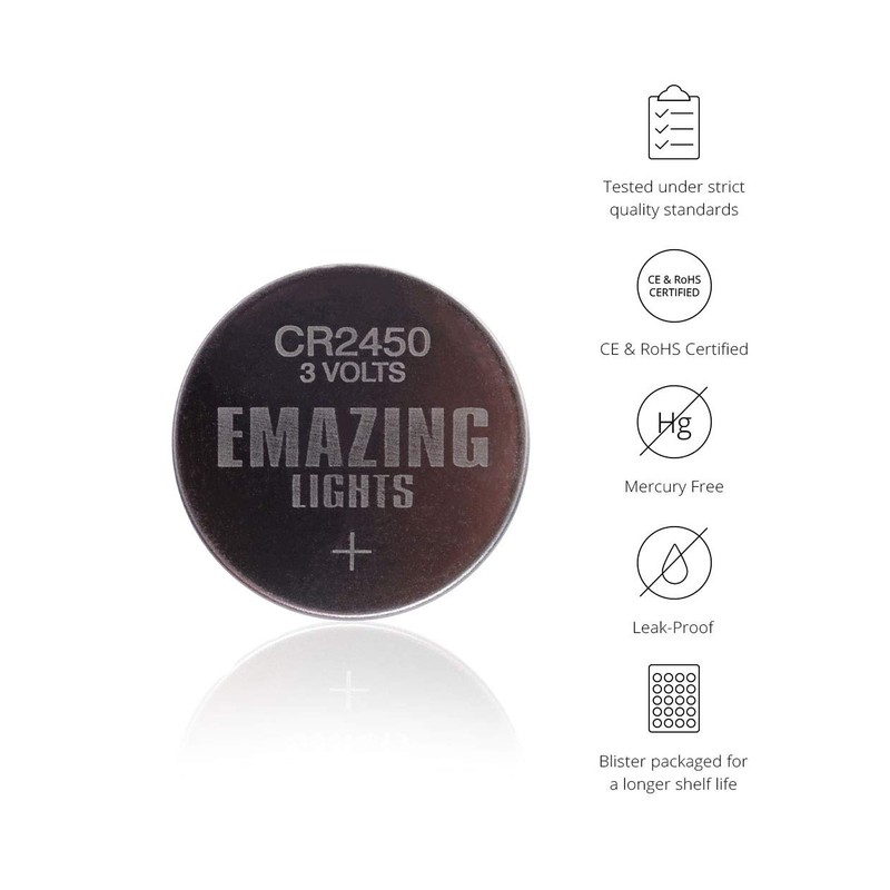 EmazingLights 60 Pack CR2450 Battery 3V Lithium Coin Cell Batteries