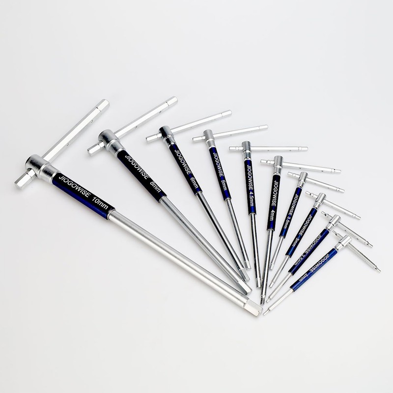JIOGOWISE 10PCS Metric 3-Way T-type Hex Wrench Set,T-handle Sliding Top