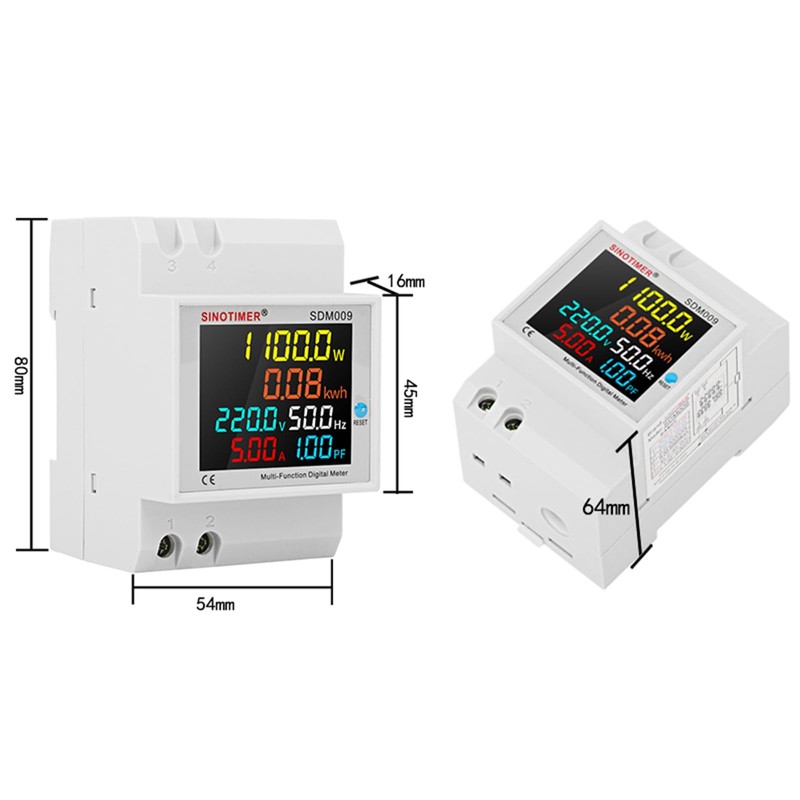 6IN1 Single Phase Energy Meter Din Rail Electricity Usage Monitor