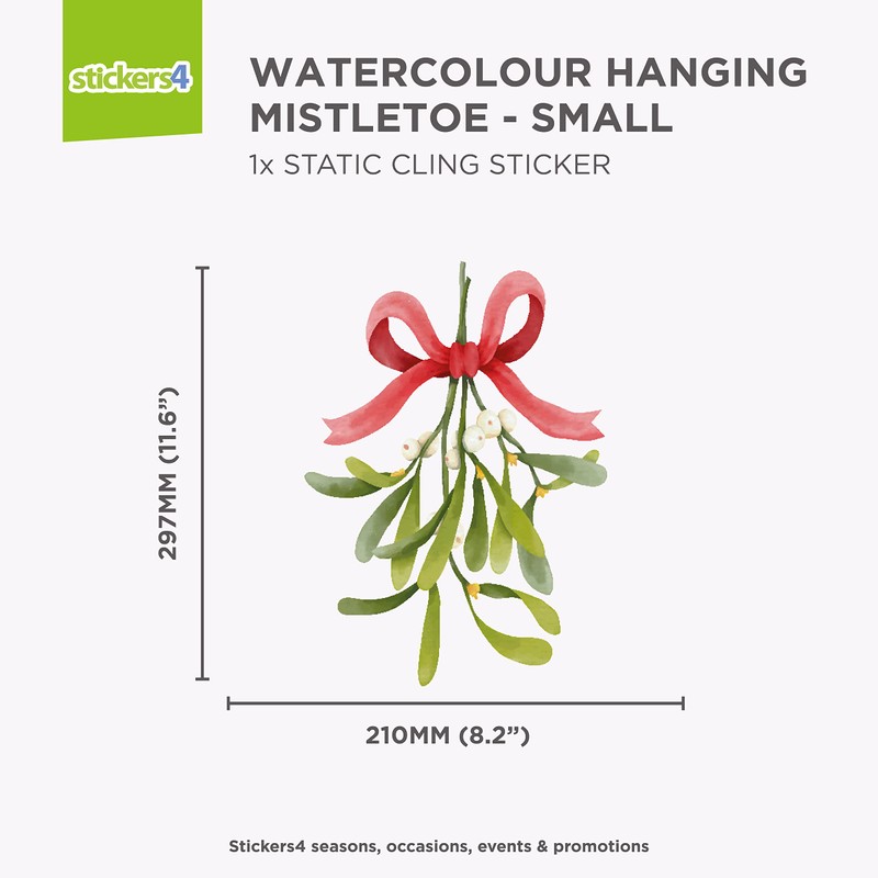 Hanging Mistletoe Sprig Christmas Window Stickers Reusable - Double Sided
