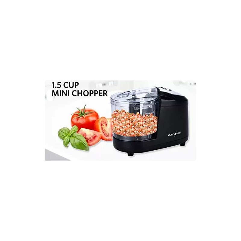 EUROSTAR 1.5 Cup One Touch Electric Mini Food Chopper (Black)