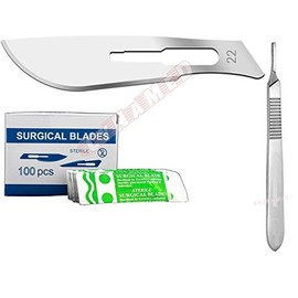 100PCS #22 Scalpel Blades + Handle #4 Suitable for DERMAPLANING Surgical Dental CYNAMED
