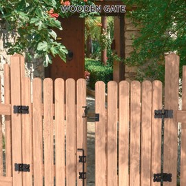 JZVXX Carbon Steel Self Closing Gate Hinges, Vinyl, Wooden Gate Hinges for Wooden or Vinyl Fence Gate, Spring Loaded - Black