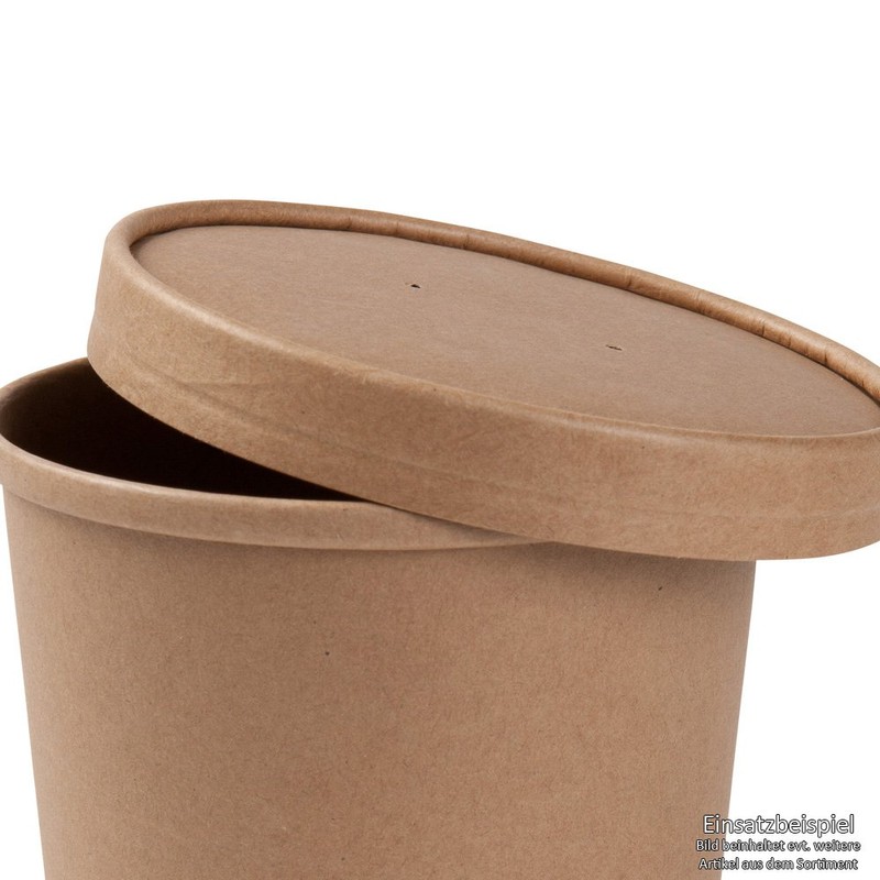 Biozoyg Organic, Brown Cardboard Disposable Cup Lids for Organic Food