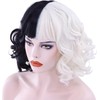 Peluca Negra y Blanca, Disfraces de Halloween Mujer, Peluca Halloween