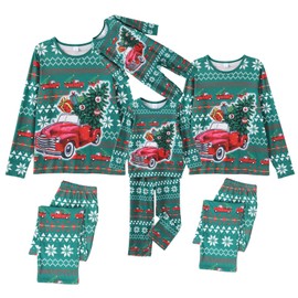 IFFEI Family Christmas Pyjamas Matching Sets Holiday PJ's with Christmas Tree and Car Tee and Pants with Pockets Loungewear Baby: 3-6 Months
