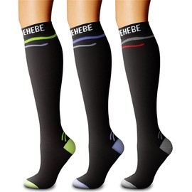 CHARMKING Compression Socks for Women & Men Circulation (3 Pairs) 15-20 mmHg is Best Athletic for Running, Flight Travel, Support, Cycling, Pregnant - Boost Performance, Durability (L/XL,Multi 18)
