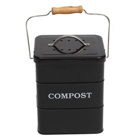 ayacatz Stainless Steel Compost Bin for Kitchen Countertop Compost Bin，1 Gallon, Kitchen Trash Can -Includes Charcoal Filter，Compost Bucket Kitchen Pail Compost with Lid-Black