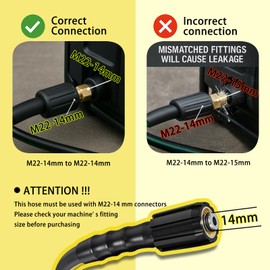 100FT Power Washer Hose, 3600 PSI 1/4'' Kink Resistant Pressure Washer Hose with 5-Pack M22 and 3/8" Quick Connection Kit, High Pressure Replacement Hose with Storage Belt for Gas & Electric Washers