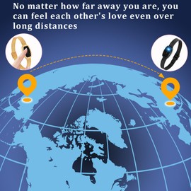 PULOMI Long Distance Touch Bracelets,Vibration & Light up Couples Bracelets, Remote Smart Matching Couples Bracelet for Lovers Long Distance Relationship Girlfriend Boyfriend Xmas Gifts Jewelry Sets