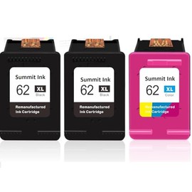 Summit Ink 62XL Black & Colour Triple Pack, Compatible with HP Envy 5540, 7640, OfficeJet 5740, 200 Mobile, 250 Mobile (2BK 1C)
