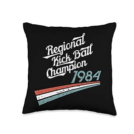 Nostalgic 80s Childhood Recess Nostalgia 80s Gift Kick Ball Distressed Throw Pillow, 16x16, Multicolor