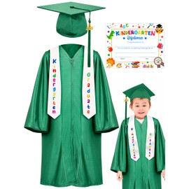 QZYL Kindergarten Graduation Cap and Gown Set, 2025 Kids Graduation Outfit with Tassel and Certificate for Kindergarten