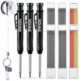 Enhon 43 Pcs Carpenter Pencils Set, Construction Pencils with Sharpener and Refills, Deep Hole Mechanical Carpenter Pencil Set with Retractable Pull Pen Pencil Holder for Architect Woodworking