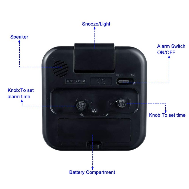 Tinload Small Battery Operated Analog Travel Alarm Clock Silent Non