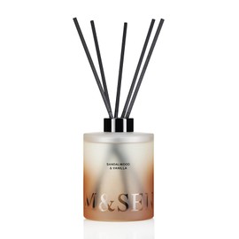 M&SENSE Sandalwood Vanilla Diffuser Set, 16.9 fl oz Home Fragrance Diffuser Gift & Decor, Aesthetic Scent Reed Diffuser with Long Lasting Aroma, Fragrant Diffuser Set for Office Bathroom