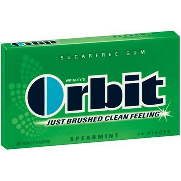 Orbit Sugarfree Gum Spearmint, 14-Piece Packs (Pack of 24)
