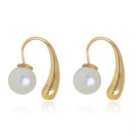 Pearl Water Drop Earrings for Women Chunky Gold Earrings Hoop Earring Dangle Water Drop Hypoallergenic Earring