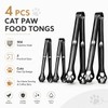 Black Cat Paw Food Tongs 4 Pack, 304 Stainless Steel,