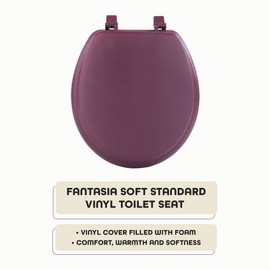 Soft Standard Vinyl Toilet Seat, Burgundy - 17 Inch Soft Vinyl Cover with Comfort Foam Cushioning - Fits All Standard Size Fixtures - Easy to Install Fantasia by Achim Home Decor