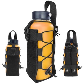 Fyelo Molle Water Bottle Holder Tactical Pouches 32 40 64 oz Multi Use for Outdoor Sports/Backpack/Vest/Belt/Bike, 3 Color (Black, Brown, Green)
