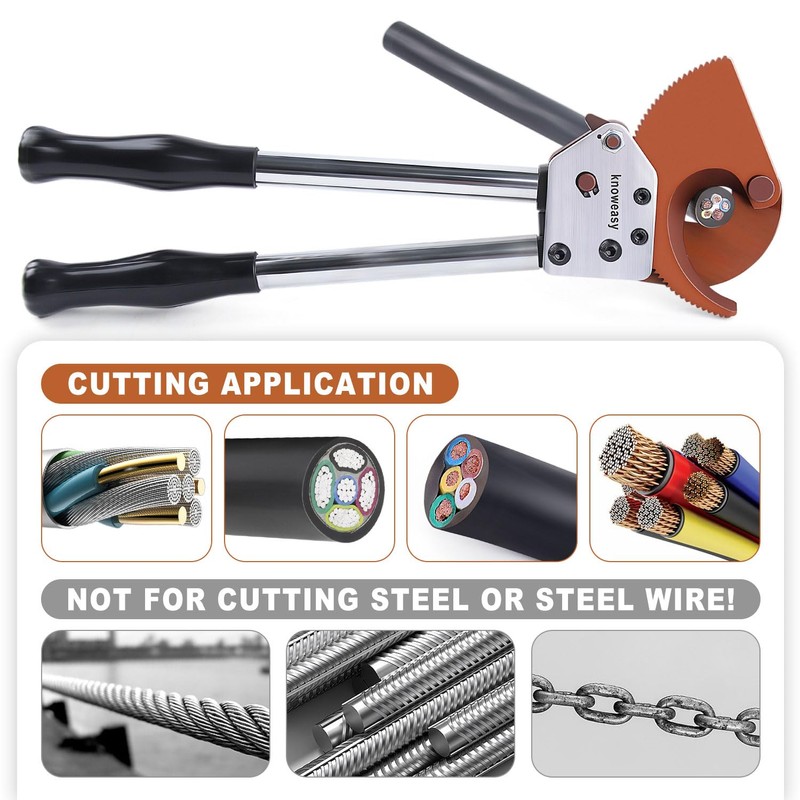 Knoweasy Heavy-Duty Ratcheting Cable Cutters: Efficient J40 Wire Cutter for