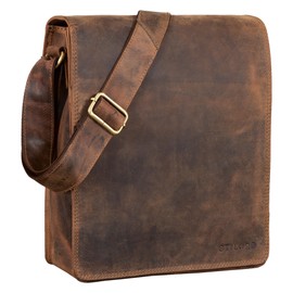 STILORD 'Lars' Vintage Messenger Bag Men for 13,3 inches Macbooks Cross Body Bag Vertical Satchel for A4 Documents Genuine Leather, Colour:Calais - Brown