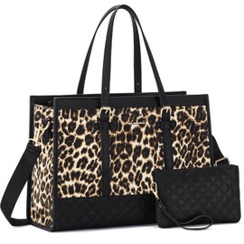 LOVEVOOK Laptop Bag for Women 15.6 inch Canvas Laptop Tote Bag, Large Capacity Work Bag with Clutch Purse, Computer Bag Office Business Briefcase, Casual Handbag for Travel College Teacher School