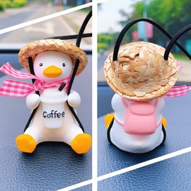 Swinging Duck Car Hanging Ornament, Pink Car Mirror Hanging Accessories, Cute Car Decor Charm Pendant Rear View Mirror Accessories Car Interior Accessories, Office/Home Decor