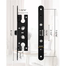 Turstand 2 Point Bolt Mortise Lock Body Replacement Parts Fit Pella Storm Door Handleset, Matte Black