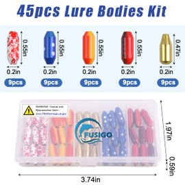 Fishing Spinner Lure Bodies Kit,45PCS Fishing Sinker Weights Brass Painted Spinner Lure Body Brass Fishing Beads Bullet Slip Sinker DIY Inline Spinner Bait Making Supplies Parts