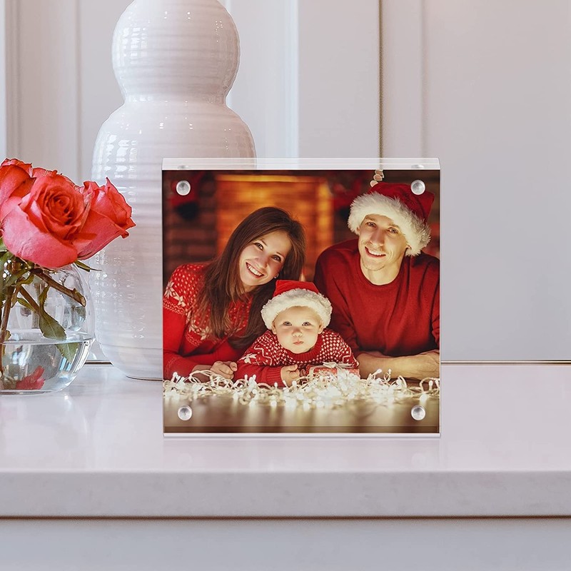 Boxalls 6x6 Acrylic Picture Frame, Clear Frameless 6x6 Inches Photo