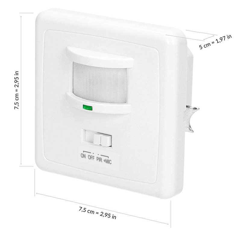 ORNO OR-CR-206 Flush-Mounted Indoor Motion Sensor with Light Switch and